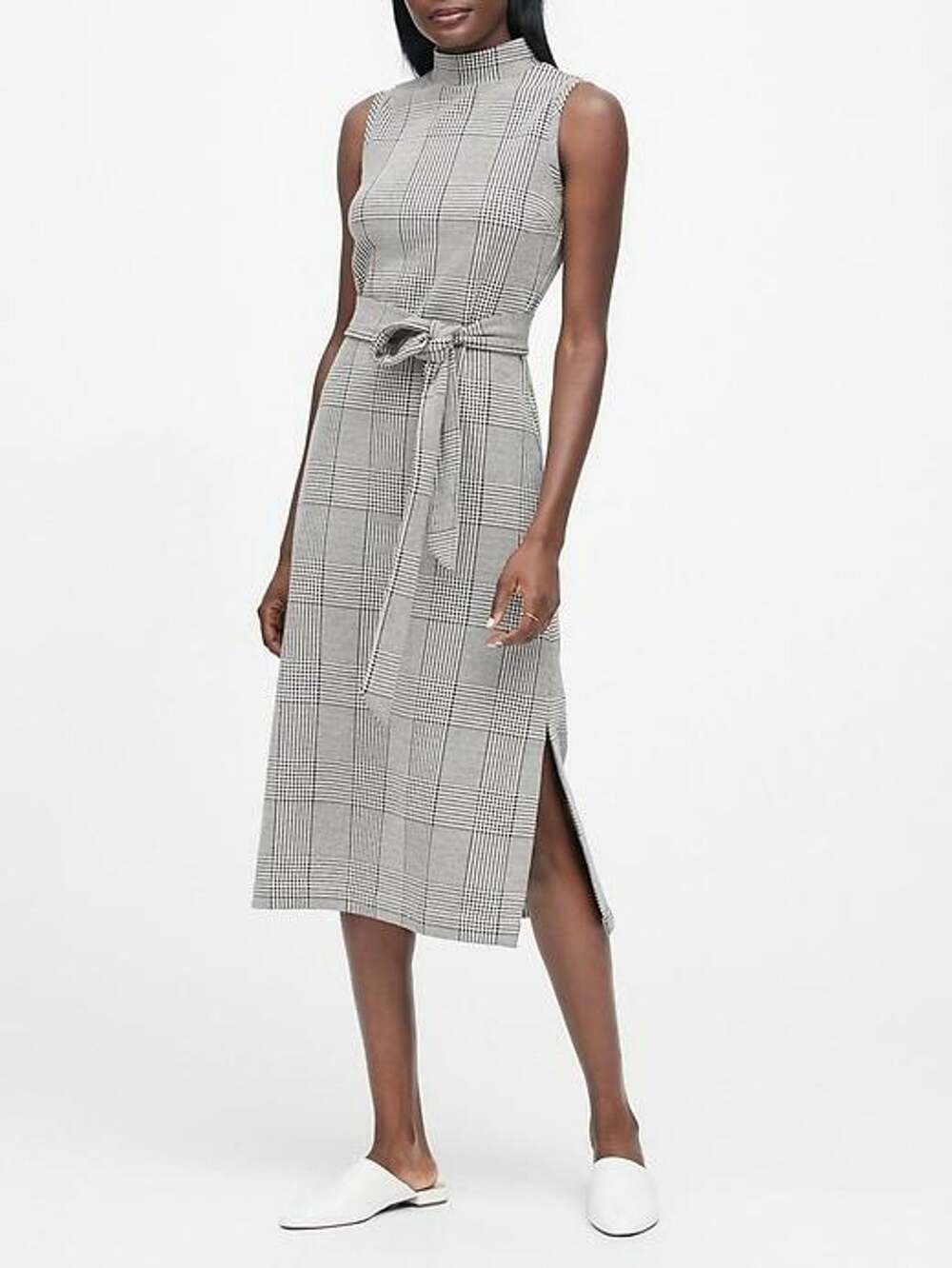 Banana Republic Plaid Column Dress, Black & White Plaid SIZE 0 #493384 O1113H